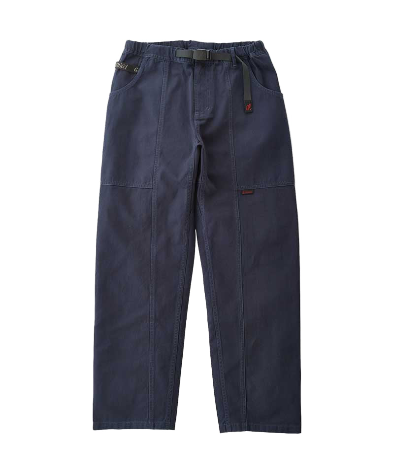 Navy blue pants on a light gray background