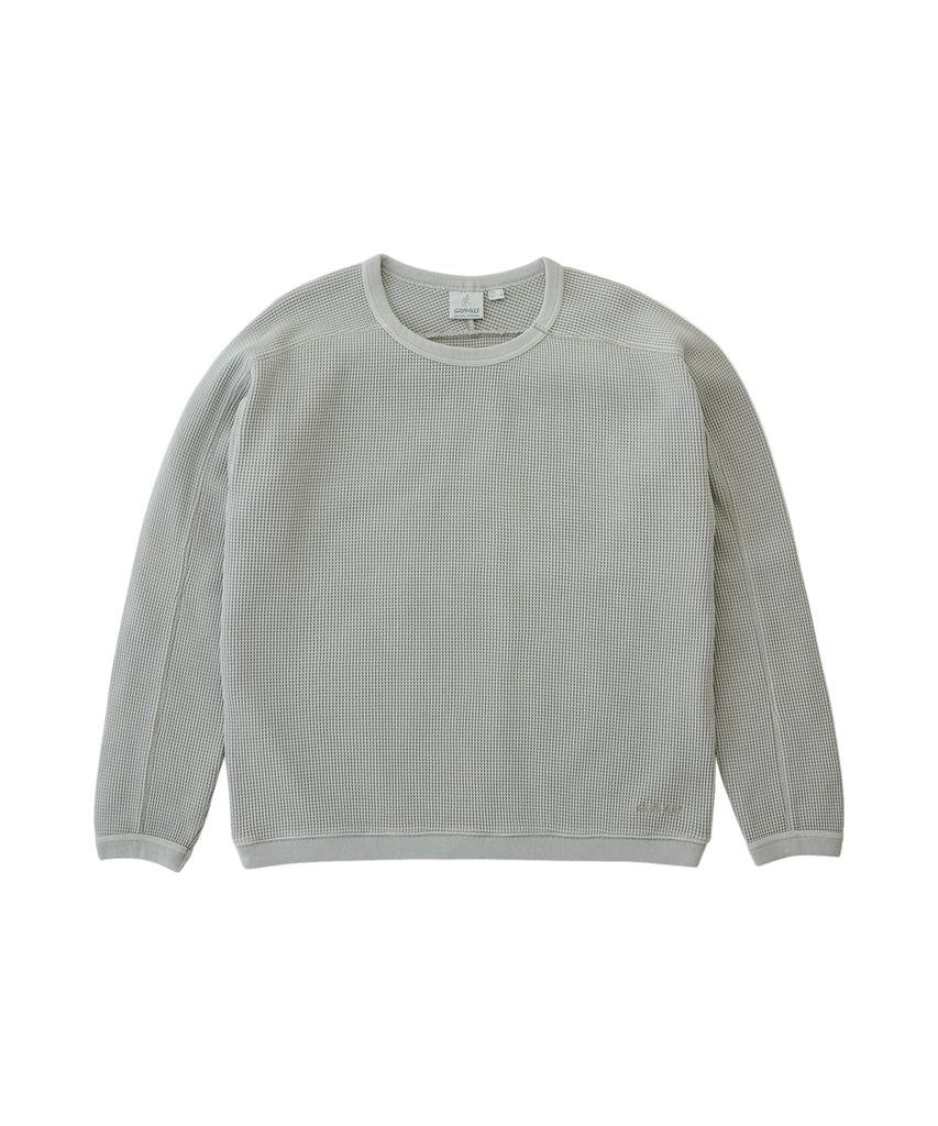 Light gray textured sweater on a white background