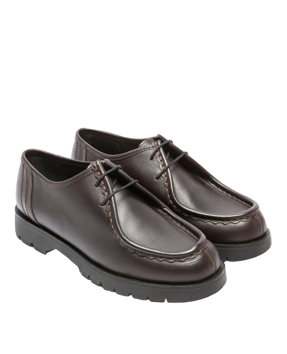 Pair of brown leather shoes on a white background
