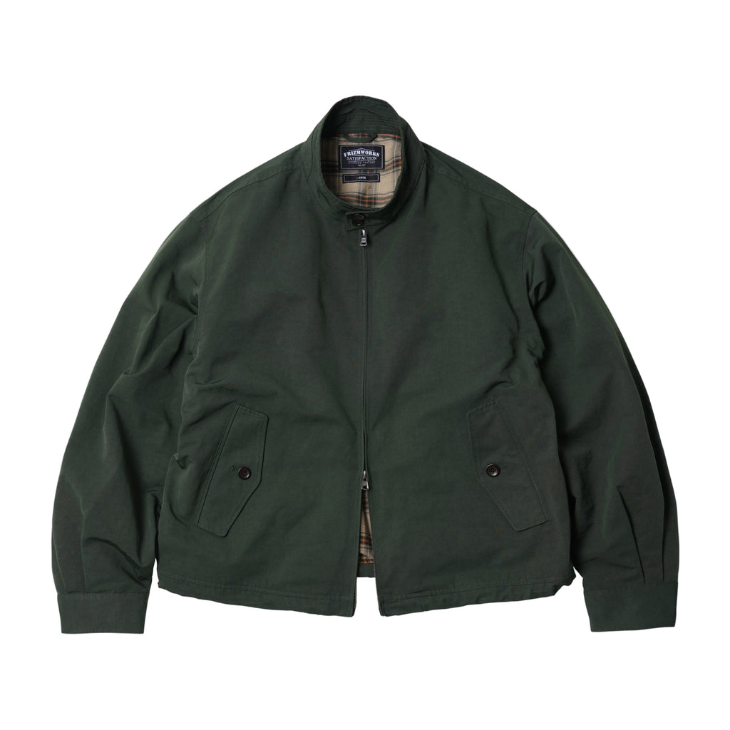 Green jacket with plaid lining on a white background