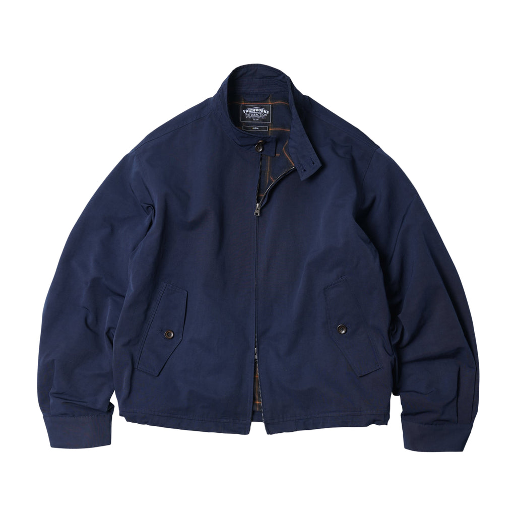 Navy blue jacket on a light gray background